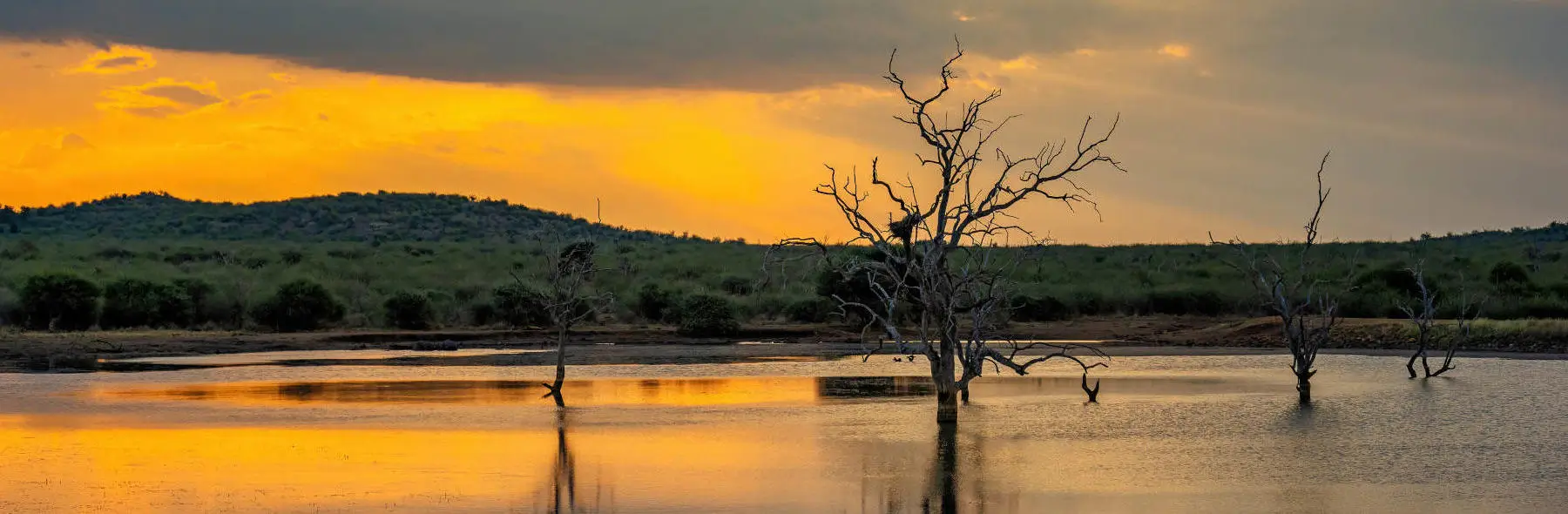 Sunset over Tlou Dam which is in close proximity to a number of lodges in Madikwe Game Reserve