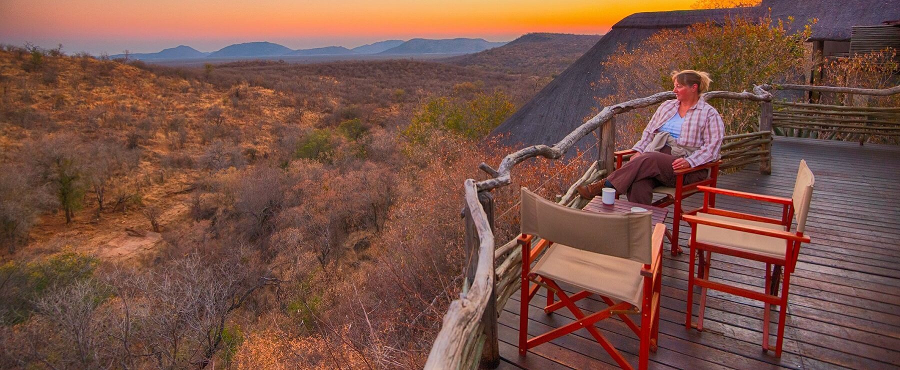 Stunning view of the Madikwe Game Reserve from the deck of Buffalo Ridge