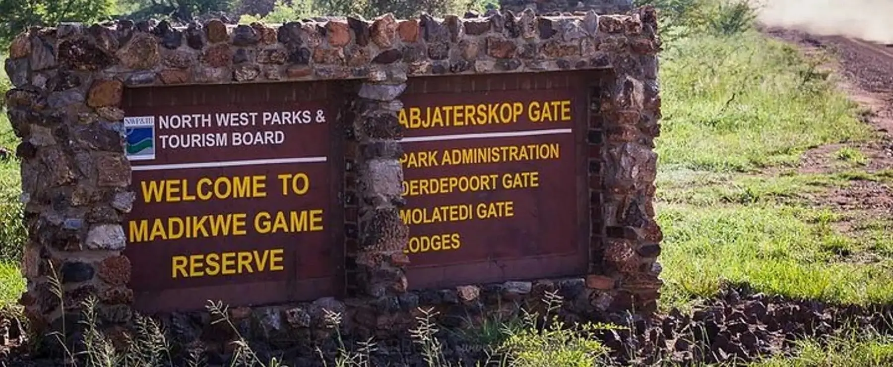 Madikwe Game Reserve gate sign.
