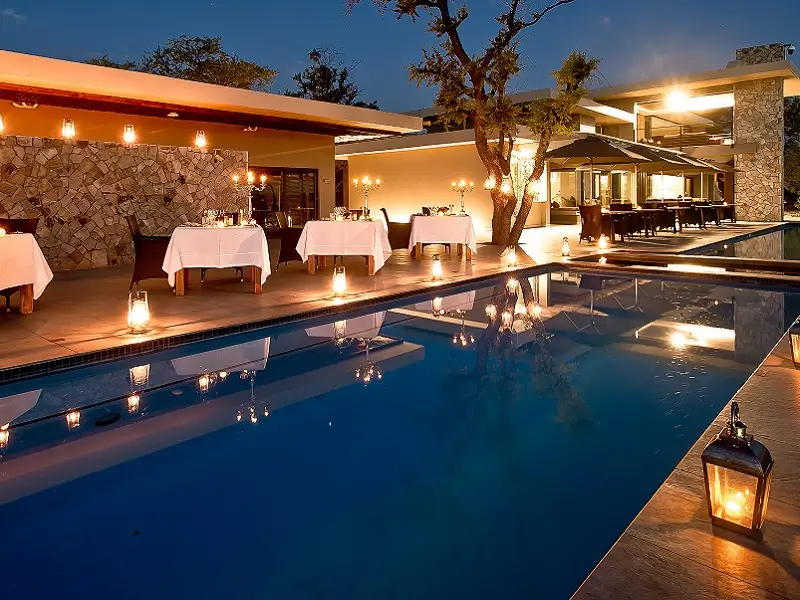 Dining at the pool at Jamala Madikwe