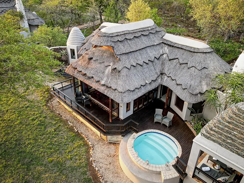 An aerial view of the suites at Jamala Madikwe