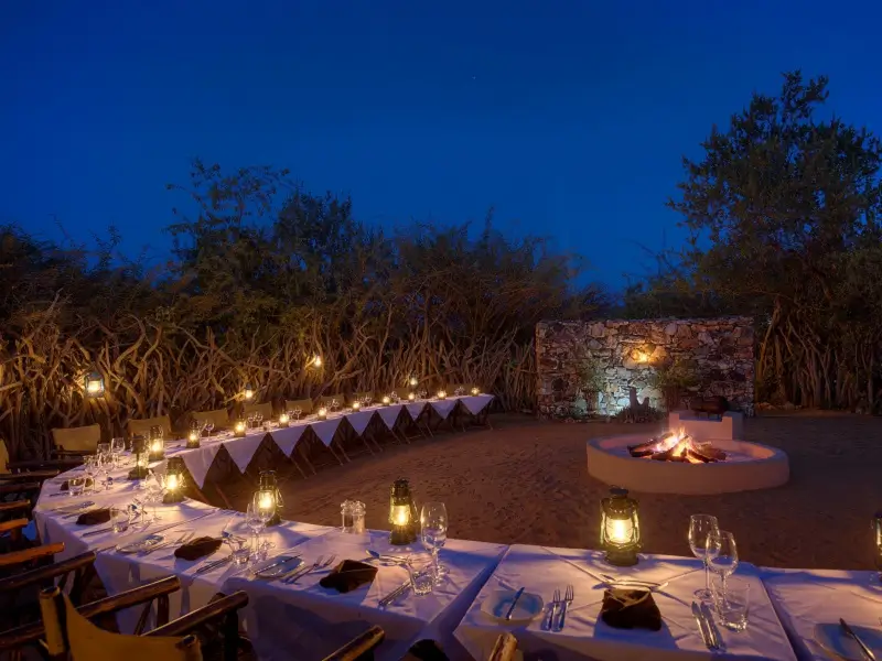 Boma dining at Rhulani Safari Lodge