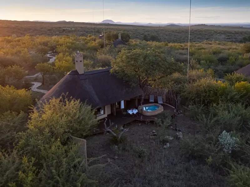 Aerial view of a suite at Rhulani Safari Lodge