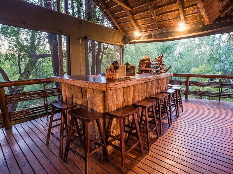 The bar at Thakadu River Camp