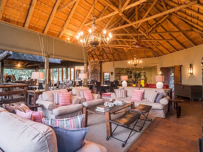 The lounge at Thakadu River Camp